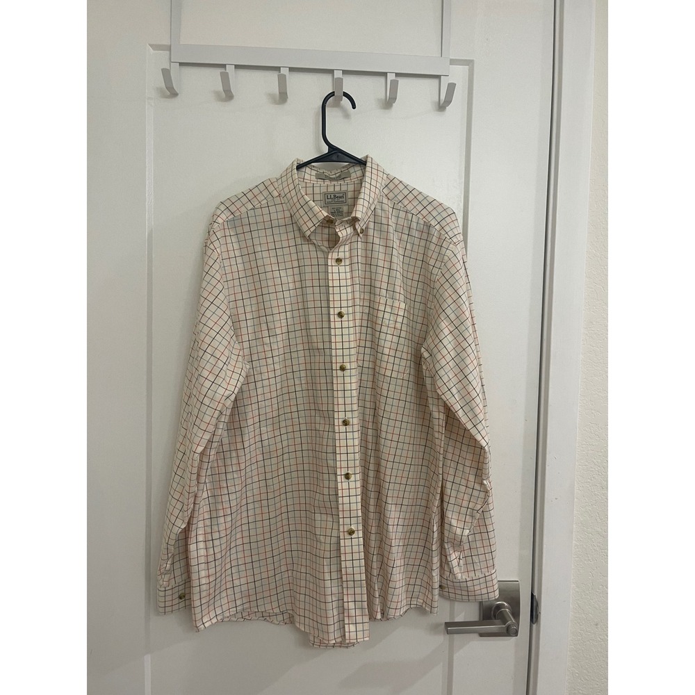 Vintage 90s LL Bean Checkered Men's Button Up Shirt Business Preppy